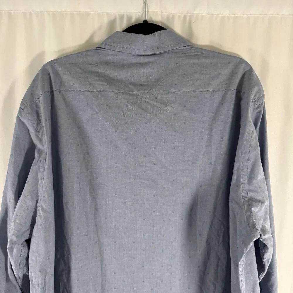 Banana Republic Untucked Fit Shirt Mens XXL Polka Dot Blue Long Sleeve Button Up